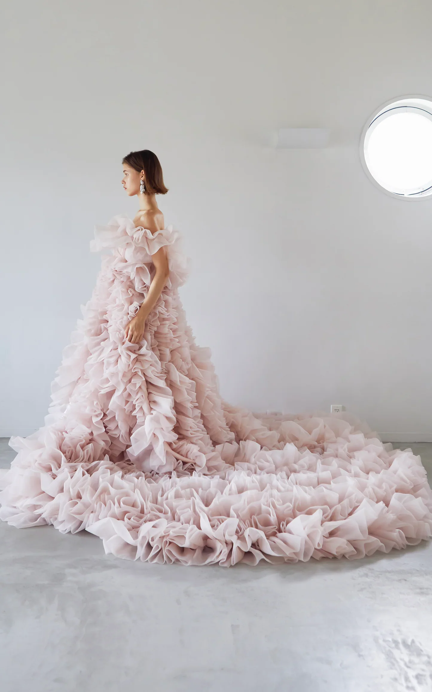 Dreamlike rosa babados vestido de casamento vestido de noiva sessão de fotos extra fofo em camadas tule vestidos de festa de casamento vestido formal de baile