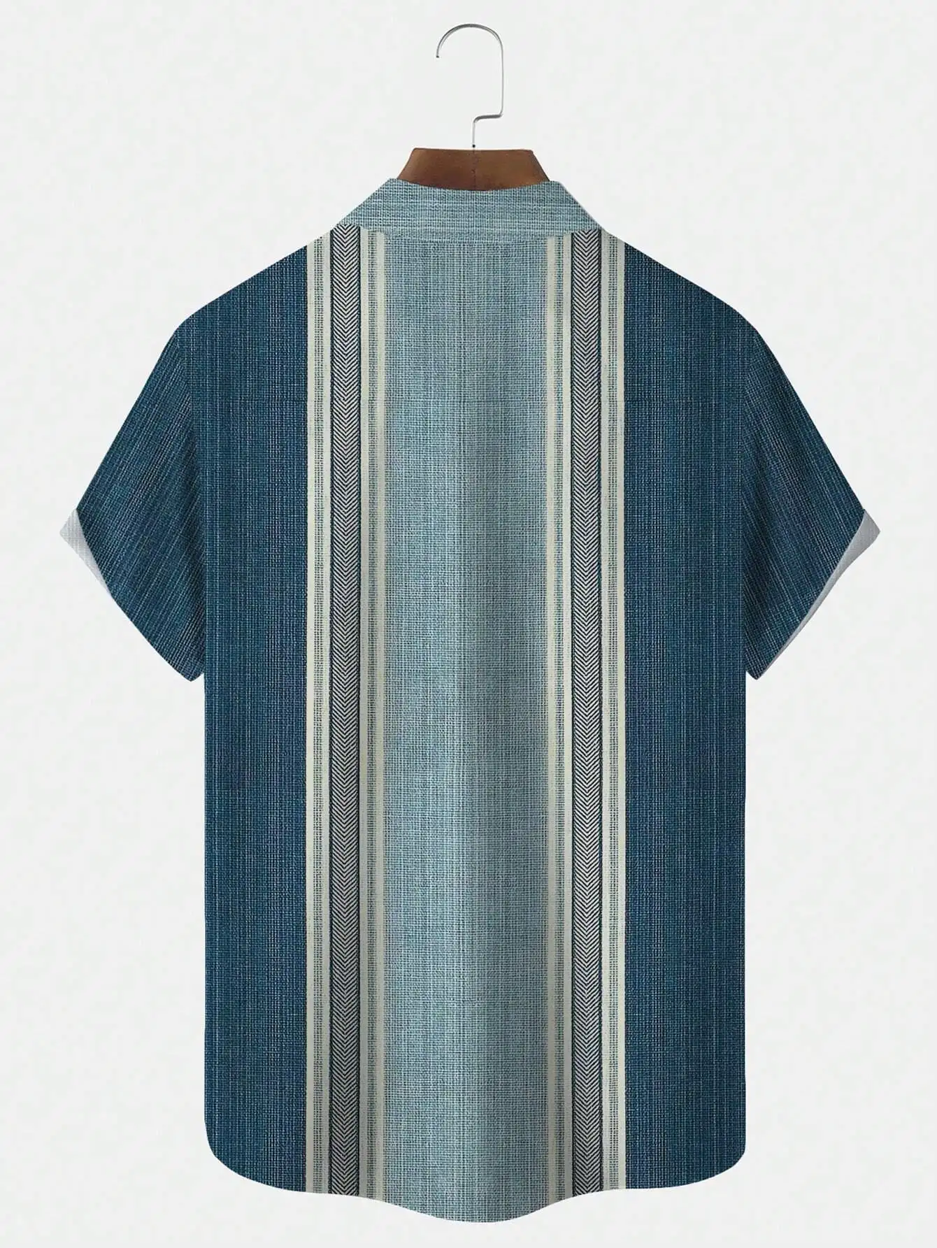 

Retro Geometric Striped Casual Short Sleeve Button Down Shirt