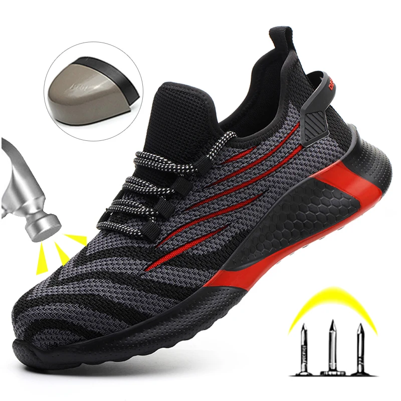 Men Work Safety Shoes Anti-puncture Protective Shoes Men Indestructible Work Shoes Men Boots Lightweight Breathable Safety Boots