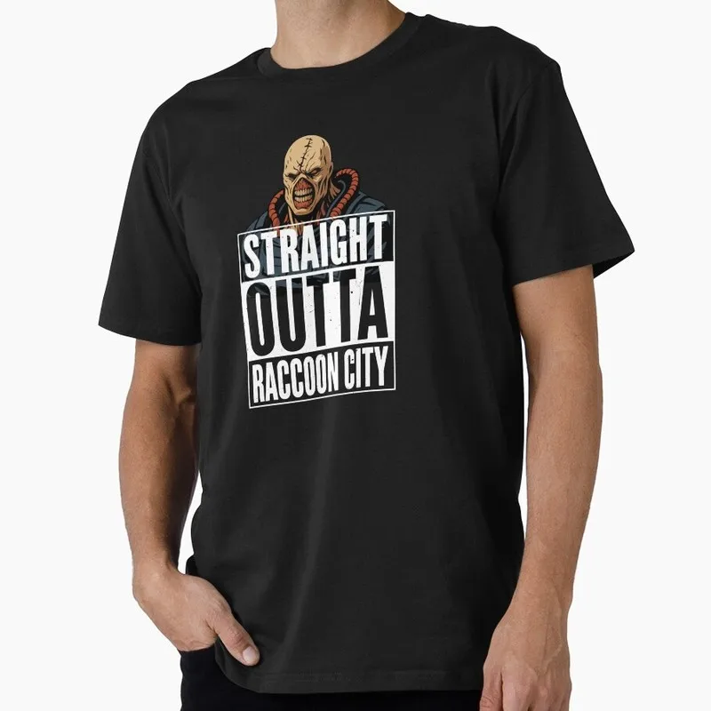 Straight Outta Raccoon City Vintage Resident Evil Nemesis T‑Shirt Biohazard Survival Horror Game Graphic Print Unisex Tee S-6XL
