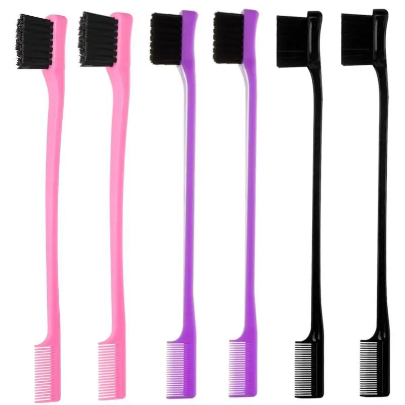 Multifunctional Double Sided Hair Edge Control Brushes 10Pcs Portable for Travel Daily Smooth Hair Styling