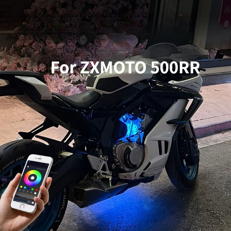 Ice Blue LED Heart Undercar Ambient Light - No Wiring for ZXMOTO 500RR Motorcycle Modified Parts