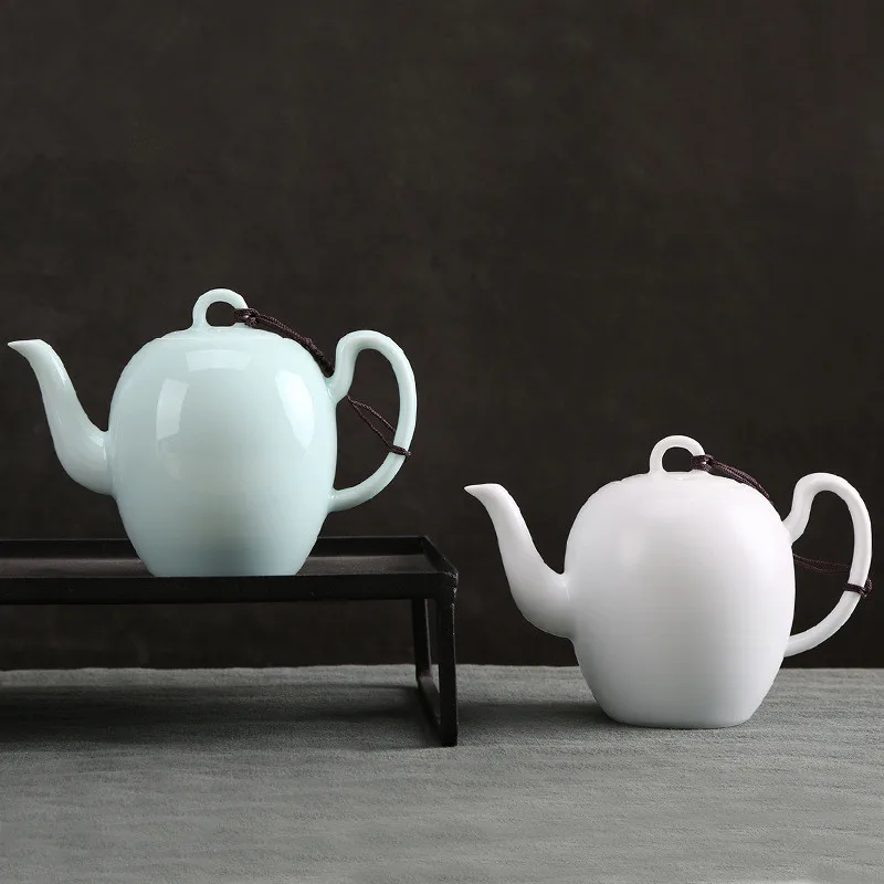 180ML/230ML/250ML Bright Glaze Suet Jade Ceramic Teapot Chinese Kungfu Tea Cup White Porcelain Tea Pot Filter Kettle Tea Maker