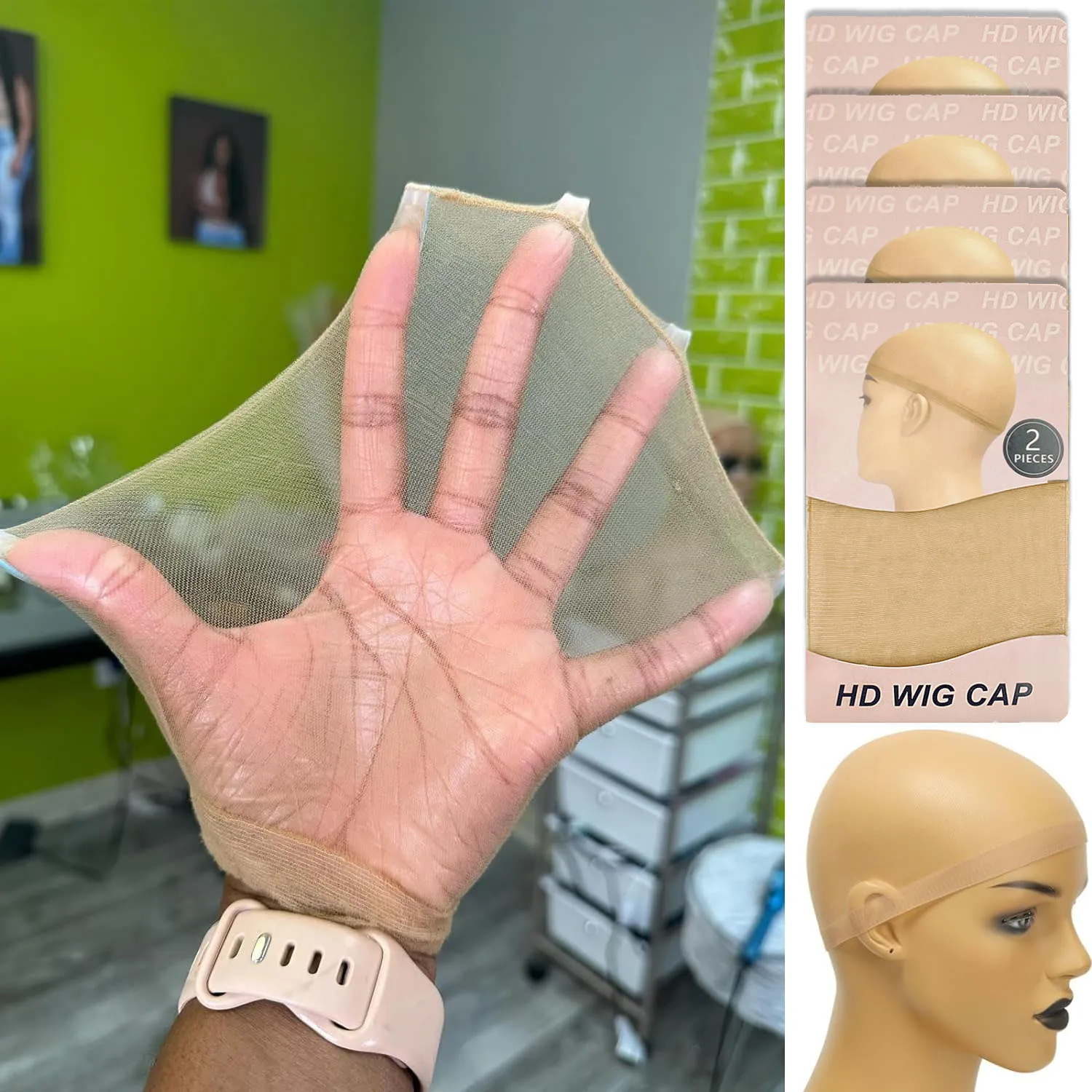 

Real HD Wig Cap for Women 8/12/20 Pieces Ultra-thin Invisible Brown Sheer Caps Stretchy Stocking Wig Caps