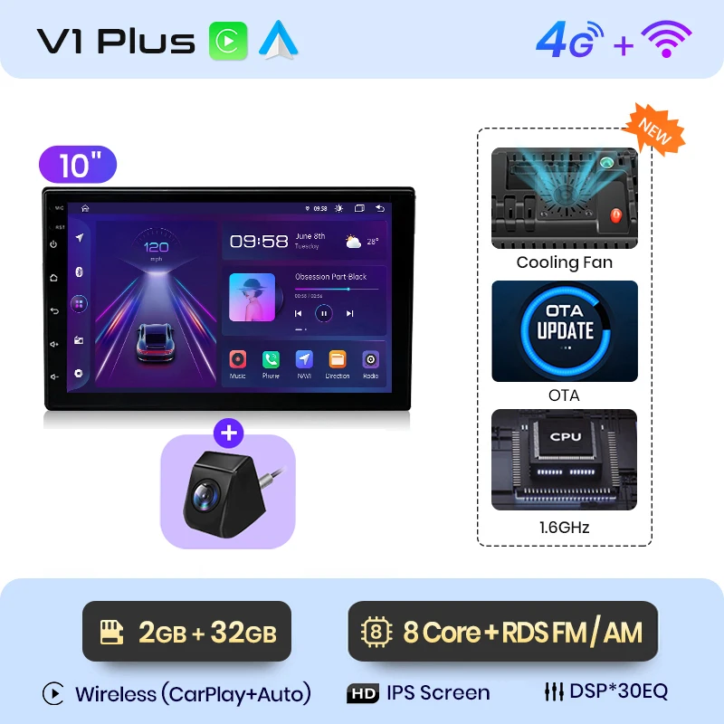 Junsun 7 9 10 "Android 2 Din Universele Autoradio Radio Multimedia Speler CarPlay Auto Intelligente Systemen GPS navigatie BT DSP