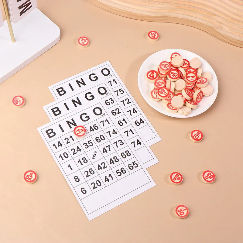 40Pcs Bingo Cards Easy Read 75 Numbers Chips Card Game Board Game Activity Intelligence Educational Bingo Toys For Kids