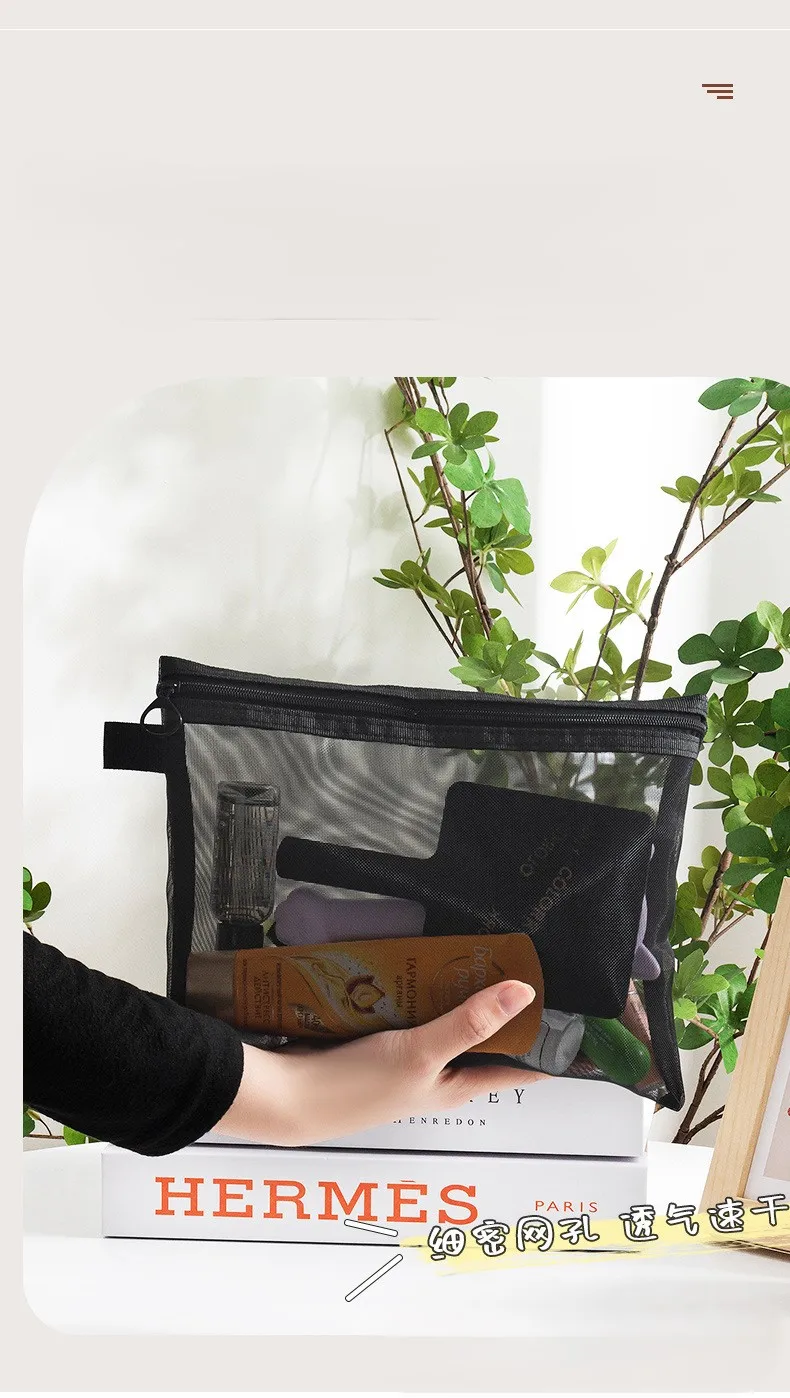 المرأة شبكة حقيبة مستحضرات التجميل السفر تخزين حقيبة مستحضرات تجميل المنظم الإناث يشكلون الحقيبة المحمولة صغيرة كبيرة أدوات الزينة الجمال #3