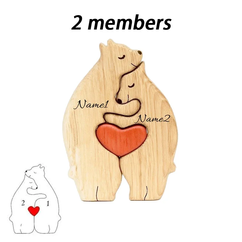 NONE Kunst-Holzbär-Familienpuzzle, personalisierter Name, individuelle Heimdekoration, Thanksgiving, Weihnachten, Herzwärmungsgeschenk für Babymutter 8
