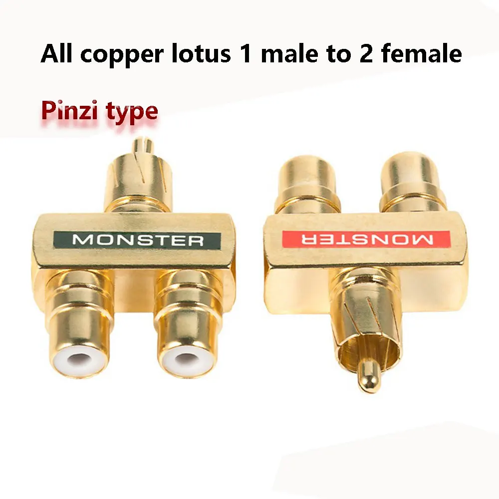 Gold Plated Copper AV audio and video Splitter Plug RCA one in two Adapter 1 Male to 2 Female AV conversion plug Connector