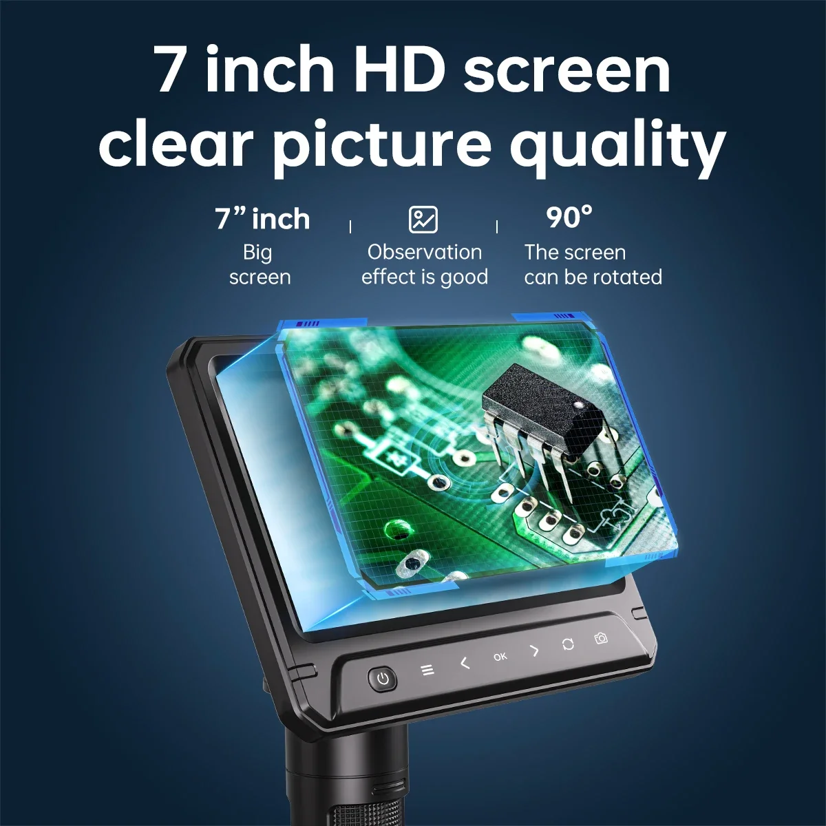Touch screen da 7 pollici OEM/ODM 12MP Zoom digitale 1200X con luce a LED e microscopio elettronico con design antiscivolo per saldatura