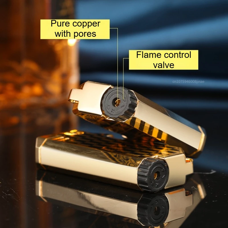 HQ1752 One-button ejection ignition inflatable open flame lighter metal retro grinding wheel lighter Douyin supply