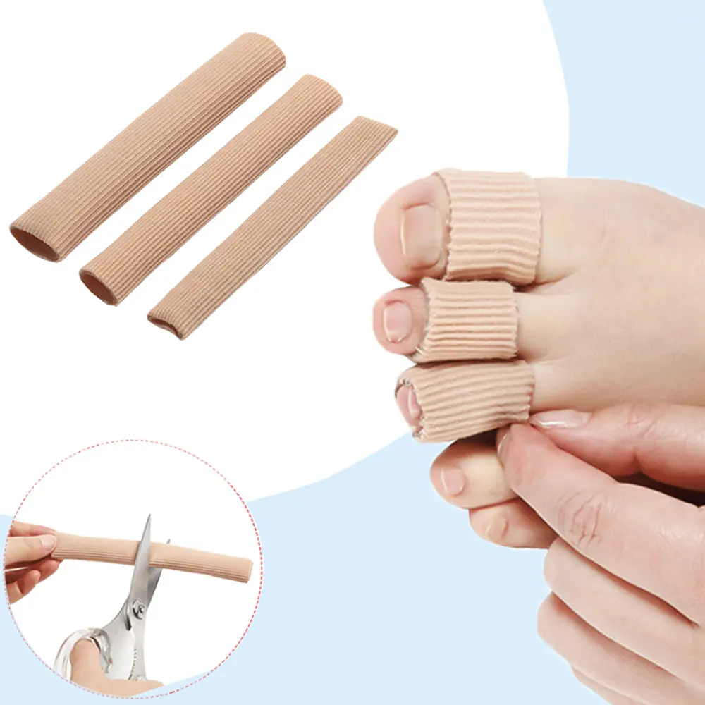 10Pc Open Toe Finger Tubes Sleeves Protector Cushions Fabric Silicone Gel Lining Foot Finger Protective Insert Cover Accessories