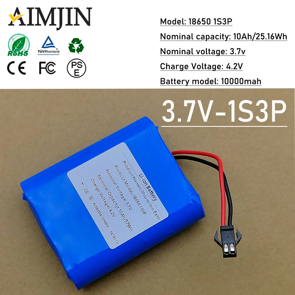 

1S3P SM plug 100% Original INR18650 10000mAh/10AH 20A battery 3.7V screwdriver battery 18650 battery pack