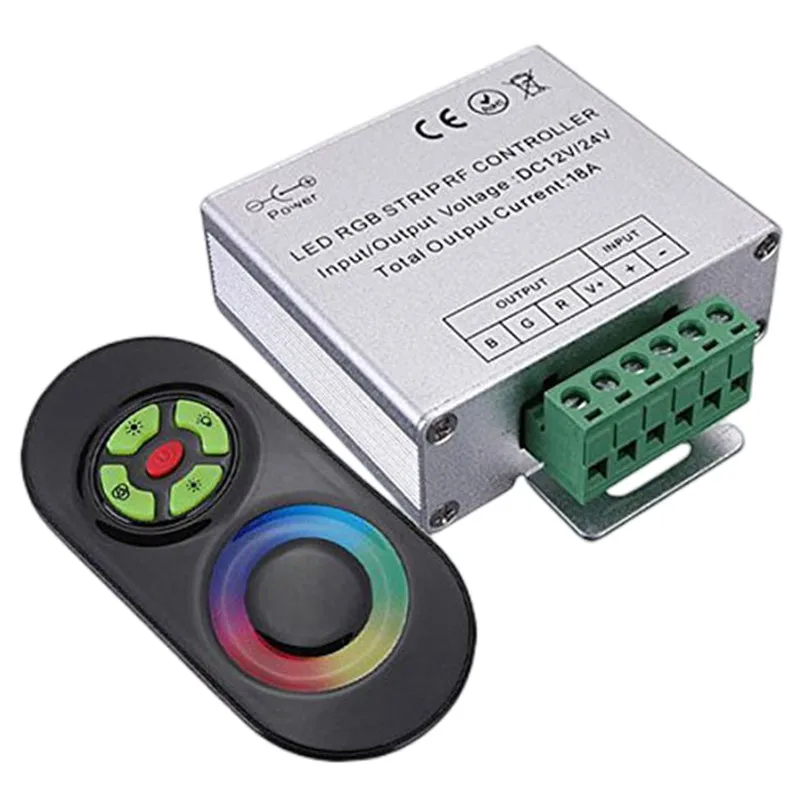 DC12V-24V 18A Rgb Controller Draadloze Rf Touch Panel Dimmer Rgb Remote 5key Controller Voor 3528 5050 Rgb Led Strip Licht