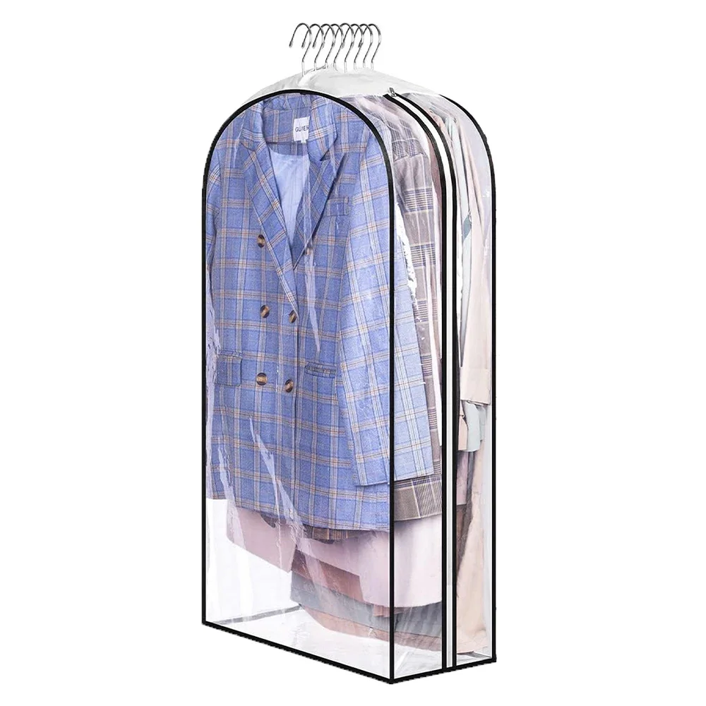 1 PC 10-Inch Gusseted Clear Zipper Garment Bag for Hanging Clothes 40' 50' 60' Suit Covers for Closet Storage