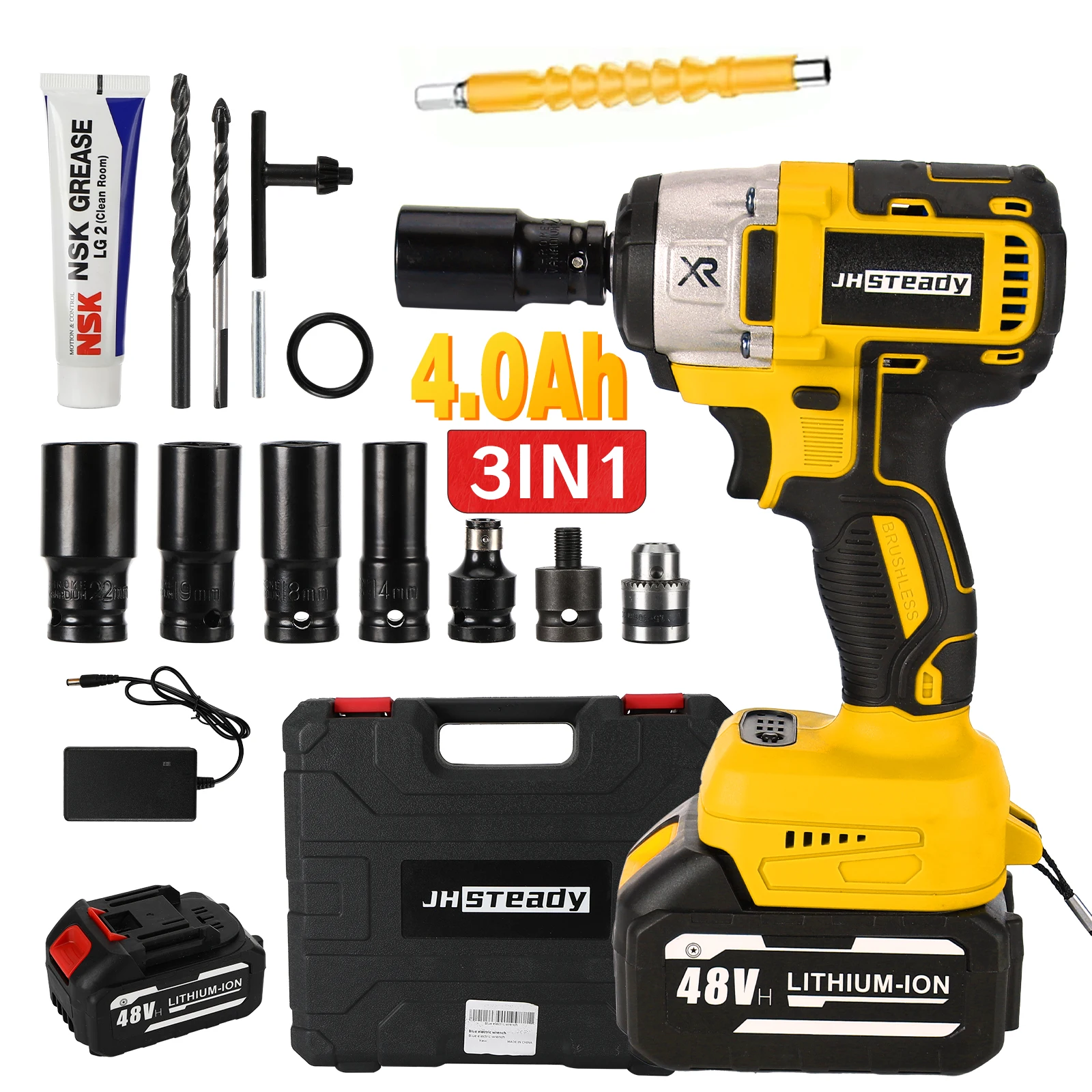 

3IN1 Brushless Electric Wrench Cordless Drill Screwdriver Large Torque Power Tools Torque Wrench