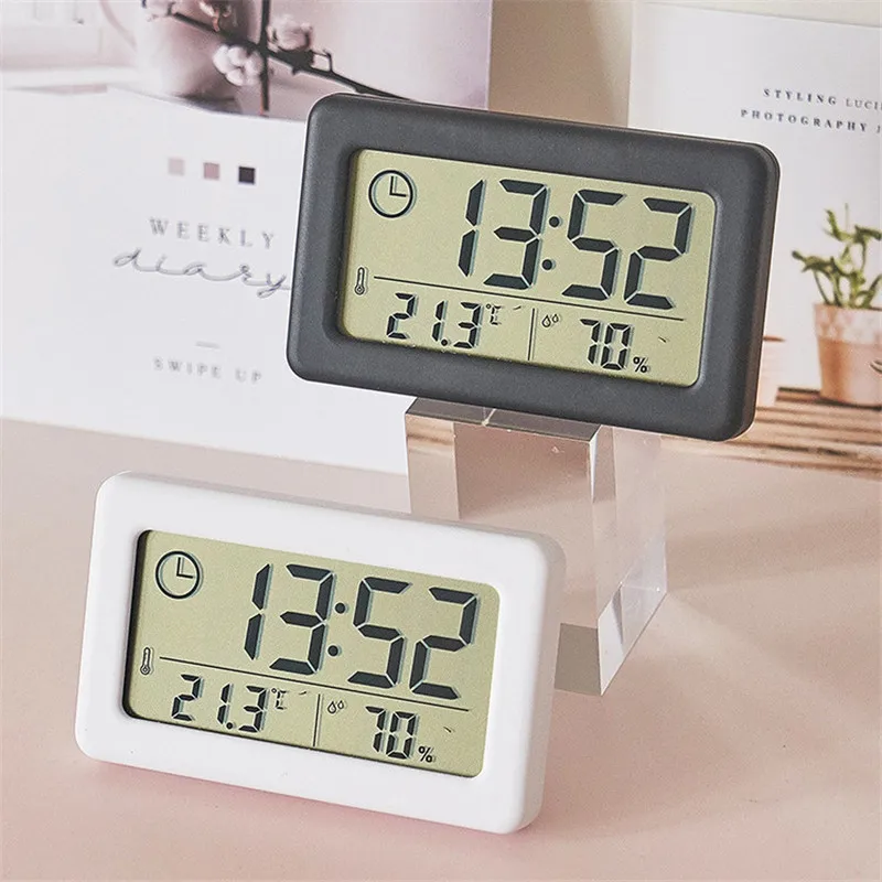 Digital Alarm Clock Thermometer Hygrometer Meter LED Indoor Electronic Humidity Monitor Clock Desktop Table Clocks For Home