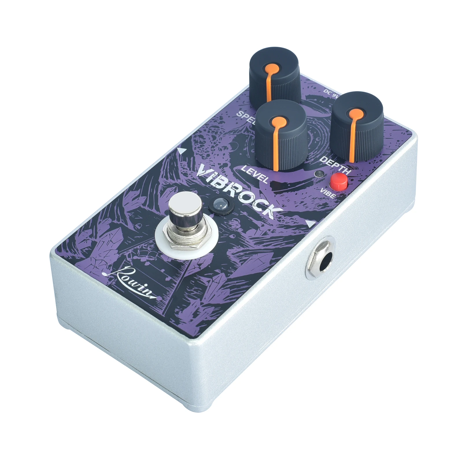 Rowin RE-02 VIBROCK Chorus Vibrato Guitar Effect Pedal with Chorus Speed Depth Volume Control Knobs True Bypass Full Metal Shell