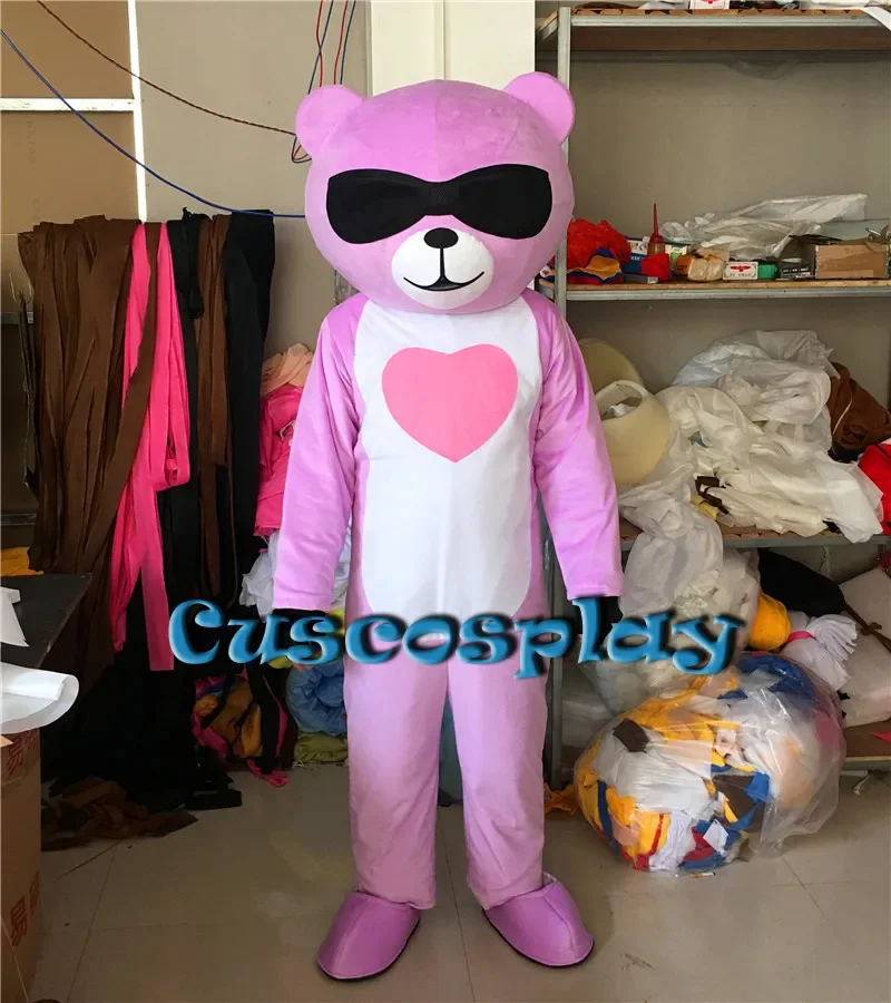 Disfraz de mascota de oso rosa de Navidad disfraz de mascota de dibujos animados para adultos Cosplay vestido de fiesta de lujo de Halloween