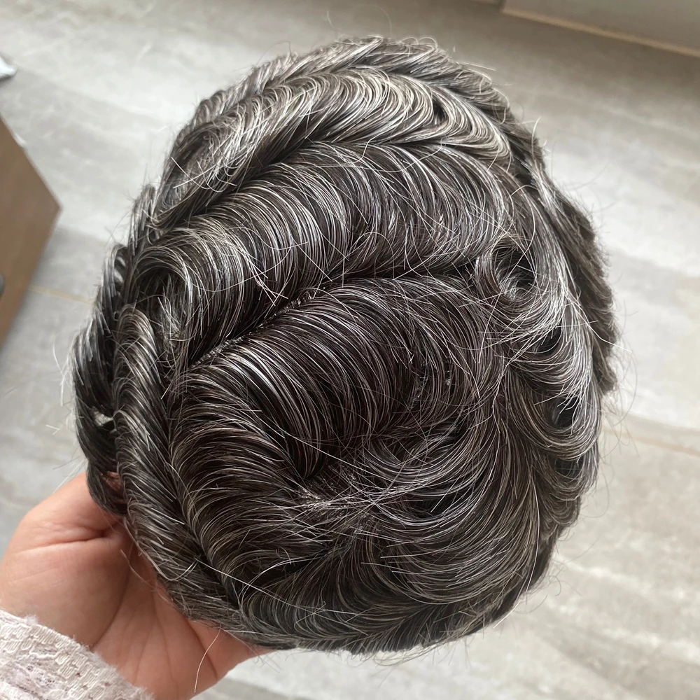 

Прочный тонкий парик-накладка 0,1 мм с инжекционной имитацией натуральной линии роста волос 1B30 1B50 для мужчин, коричневый, светлый, европейский, решение для мужчин с выпадением волос