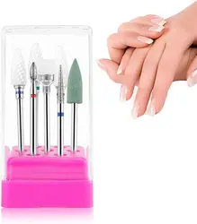 7 Pcs Ceramic Milling Cutters Set For Manicure ,Combined Nail Drill Bits Kit Electric Removing Gel Polishing Tools