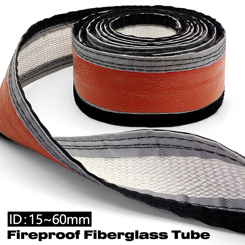 Silicone Resin Coated Self-Adhesive Fiberglass Braided Sleeve Fireproof Heat Insulation Cover for Automotive Industrial Cables
