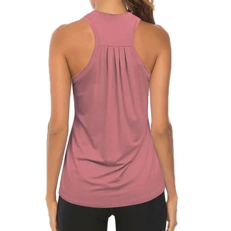 Yoga Shirts Running Fitness T-shirts Sleeveless Vest Women Backless Quick Dry Loose Sport Tee Tops Female Gym Workout Blouse