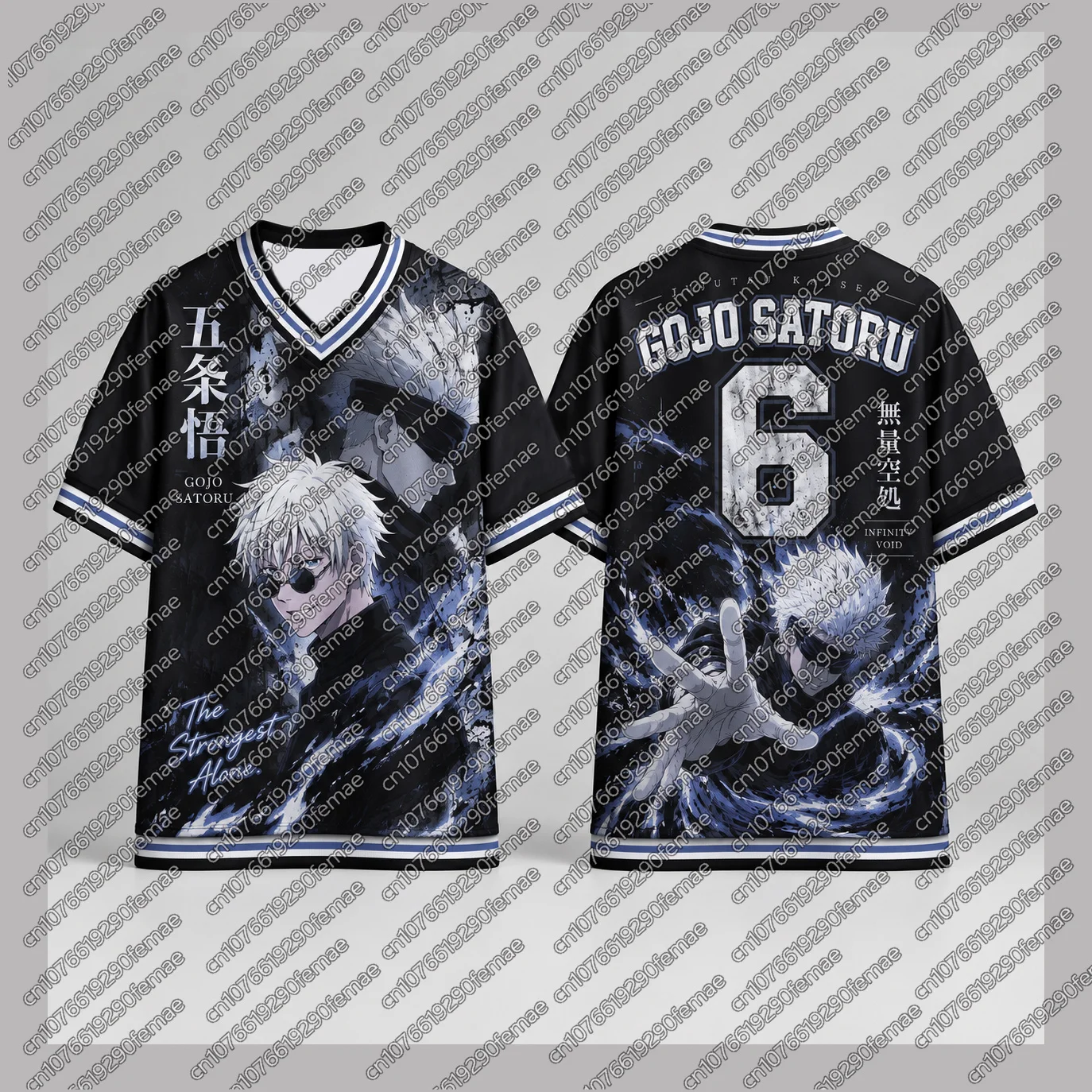 2026 Neues Gojo Satoru T-Shirt für Kinder, JUJUTSU KAISEN Anime, V-Ausschnitt, Jersey-Shirt, Sommerkleidung, Halloween- und Weihnachtsgeschenk, Oberteil für Jungen und Mädchen – Detail 4