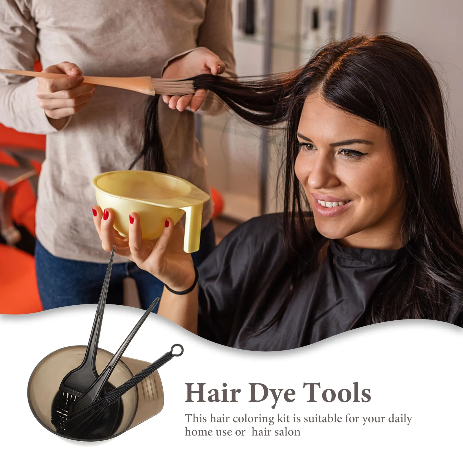 

Large Mixing Bowl Dye Kit Stiff Thick Baking Oil Comb Set For All Hair Types Long Handle Easy Hold Hair Tinting Brush Dyeing Set