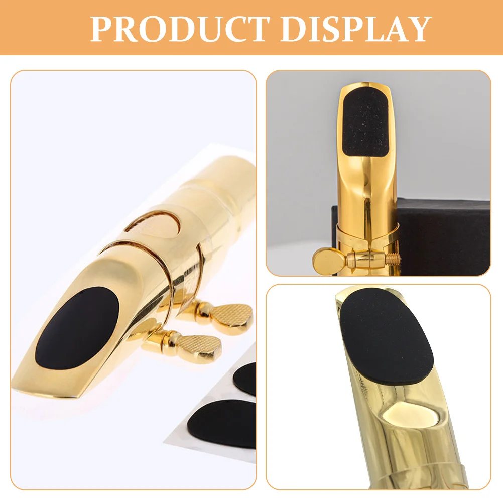 

6 Sheets 0.5mm Black Silicone Saxophone Mouthpiece Pads 54pcs Alto Tenor Comfortable Mute Patch for Players