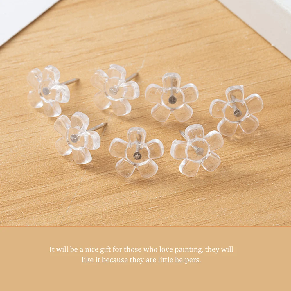 100개 투명 꽃 모양 핀 코르크 보드 게시판 벽 사무실 지도 용품 다용도