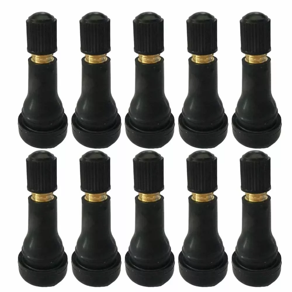 1/10pcs TR413 Snap In Type Rubber Valve Tool Set Rubber Car Tubeless Tyre Valve Stems With Dust Caps Black Car Accessories