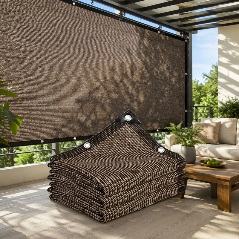 Anti-ultraviolet Coffee Brown Sunshade Sail Sunshade Shading Heat Insulation Cloth Gazebo Balcony Screen Car Cover Privacy Net