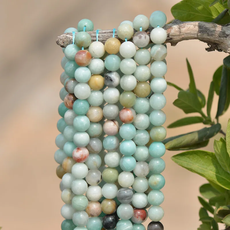 

Joanlyn Natural Colorful Amazonite Beads NOT Dyed 6mm 8mm 10mm 12mm Smooth Polished Round 15 Inch Strand AM08