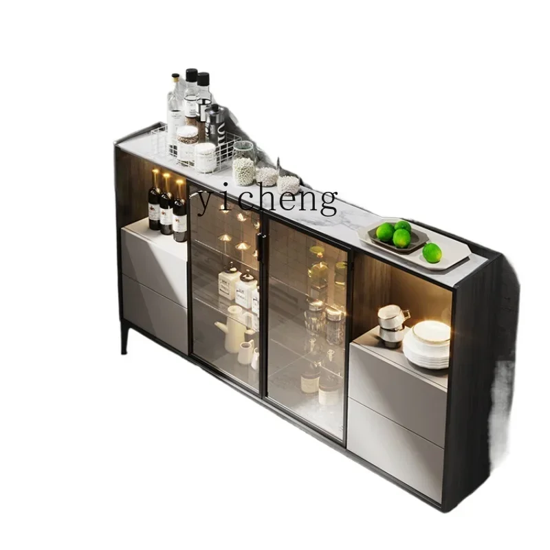 

ZF light luxury rock slab ultra-thin tea and dining side cabinet modern simple wall glass storage wine cabinet