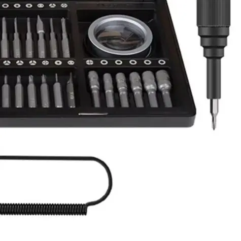 Manual Electric Screwdriver Set Magnetic Bits Tweezers For PC Laptop Phone Camera Glasses Watch Repair Tool Kit Black