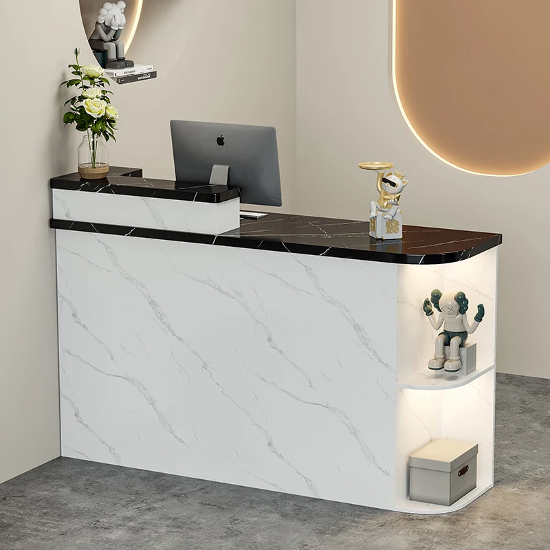 Design Counter Reception Desks Light White Checkout Bar Reception Desks Office Modern Mostrador Negocio Commercial Furniture