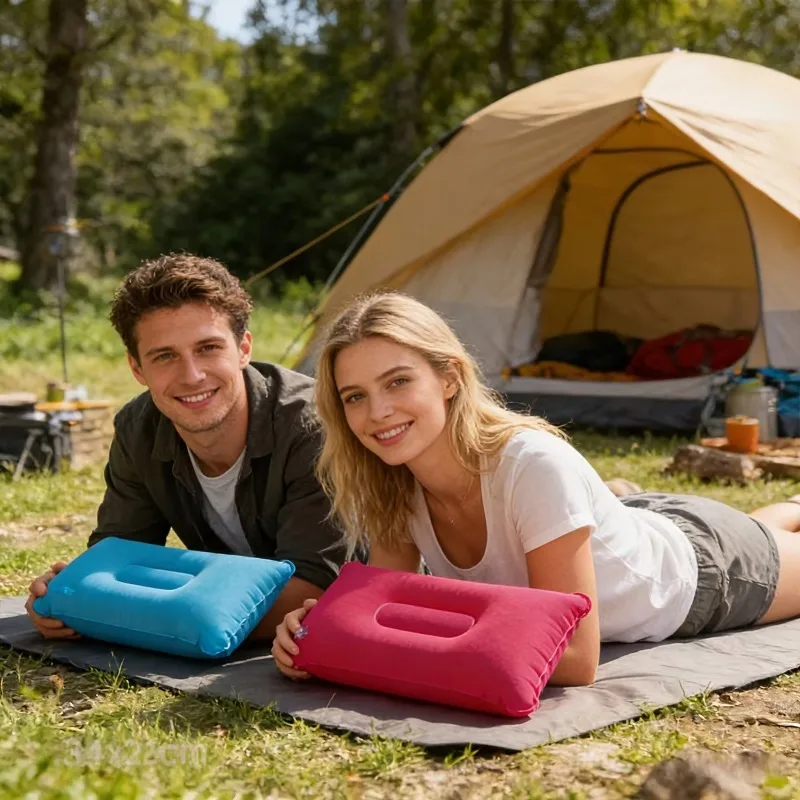 2PCS Inflatable Travel Pillows Portable Ultralight Camping Air Pillow Blow Up Air Pillow for Airplane Car Office Hiking Backpack gallery 4
