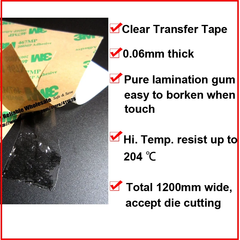 Super Thin 0.06mm Thick, (A4 Size 210x297mm) 3M 467 Double Adhesive Sticker, for Nameplate, Foam, Thermal Pad  Bond