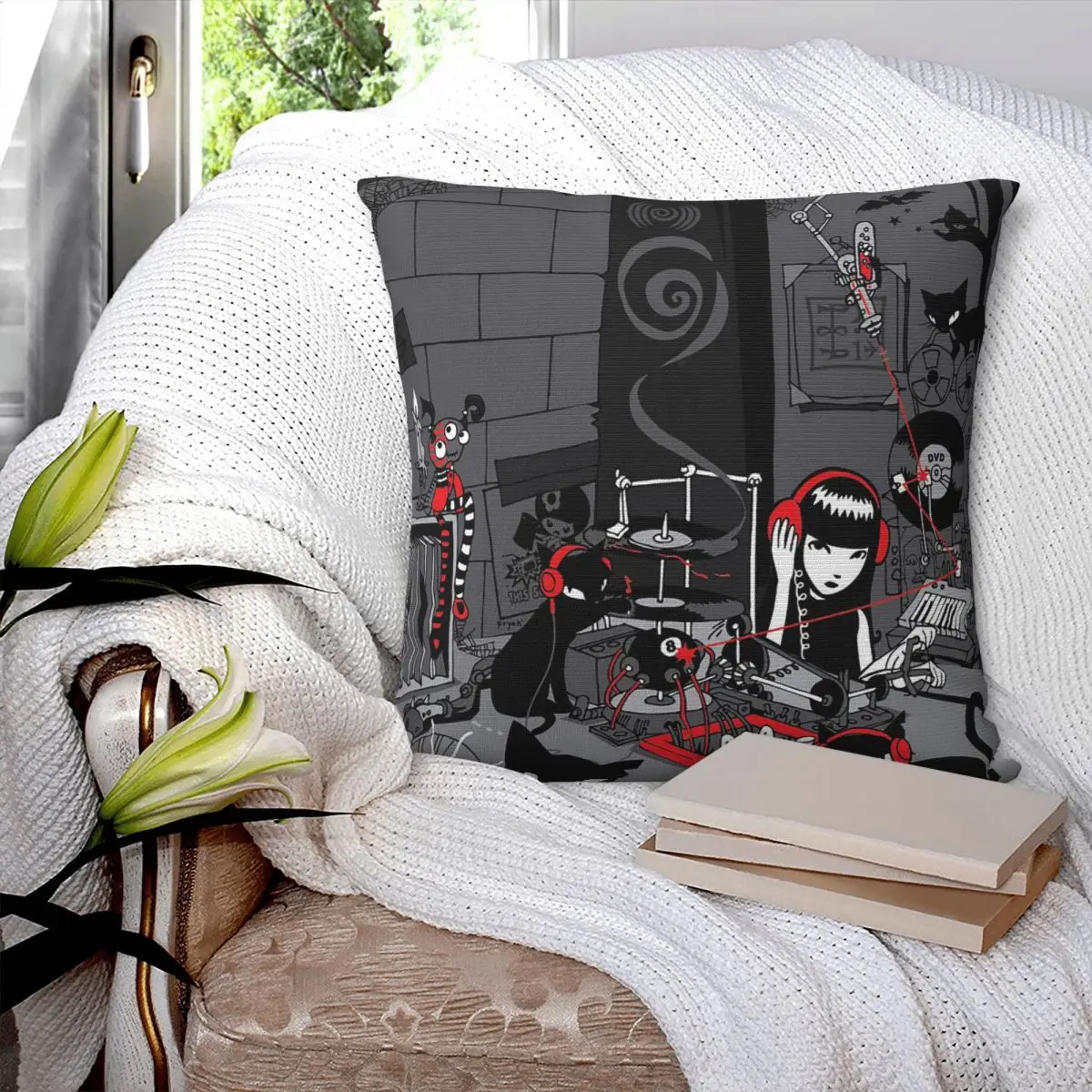 Comics Emily The Strange Square Pillowcase Cushion Cover Pillow Case Throw Pillow Cover for Home Bedroom Car