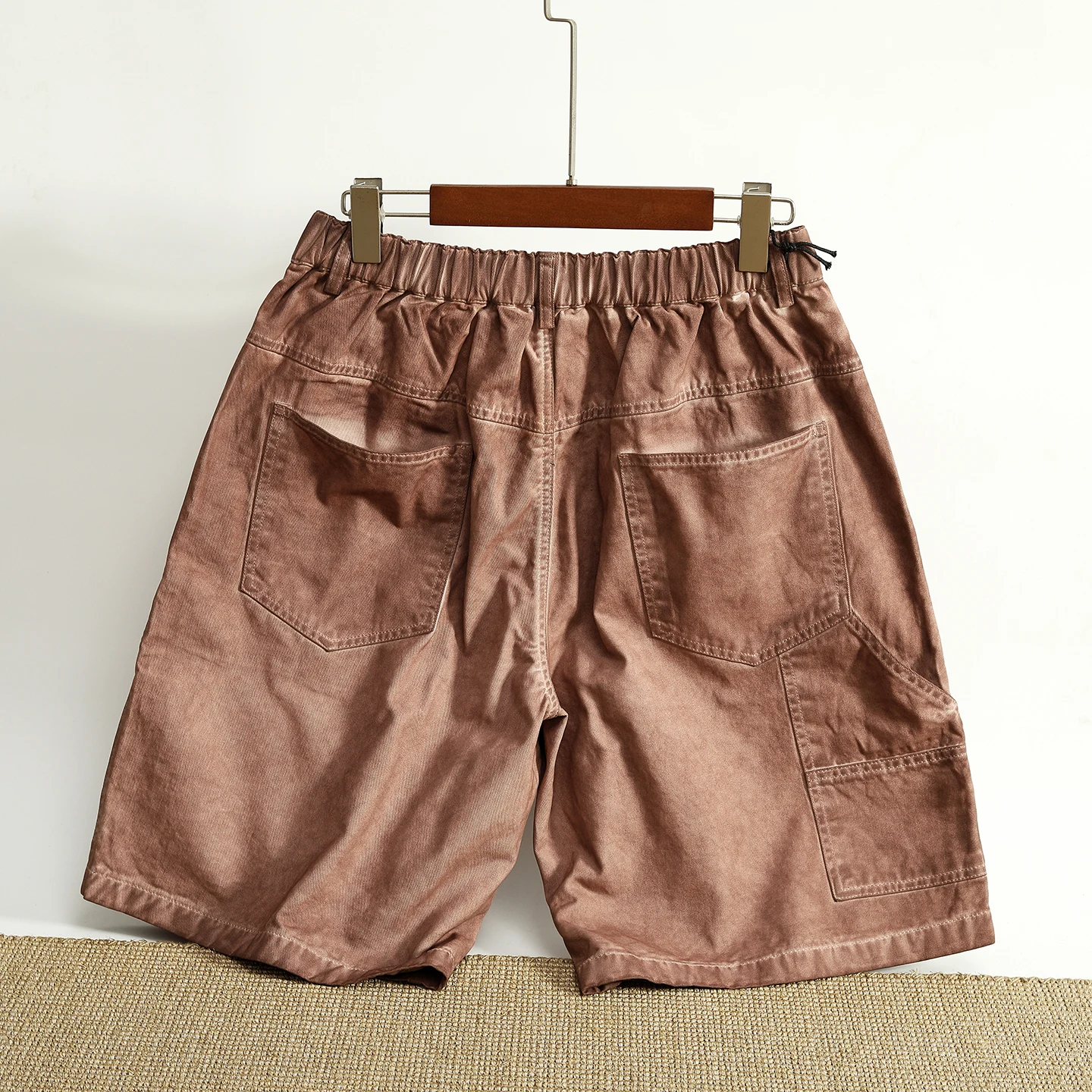 Casual Workwear Short Pants Men's Loose Straight Cut Vintage Five-Point Cotton Cargo Shorts Street Style High Waist Trousers