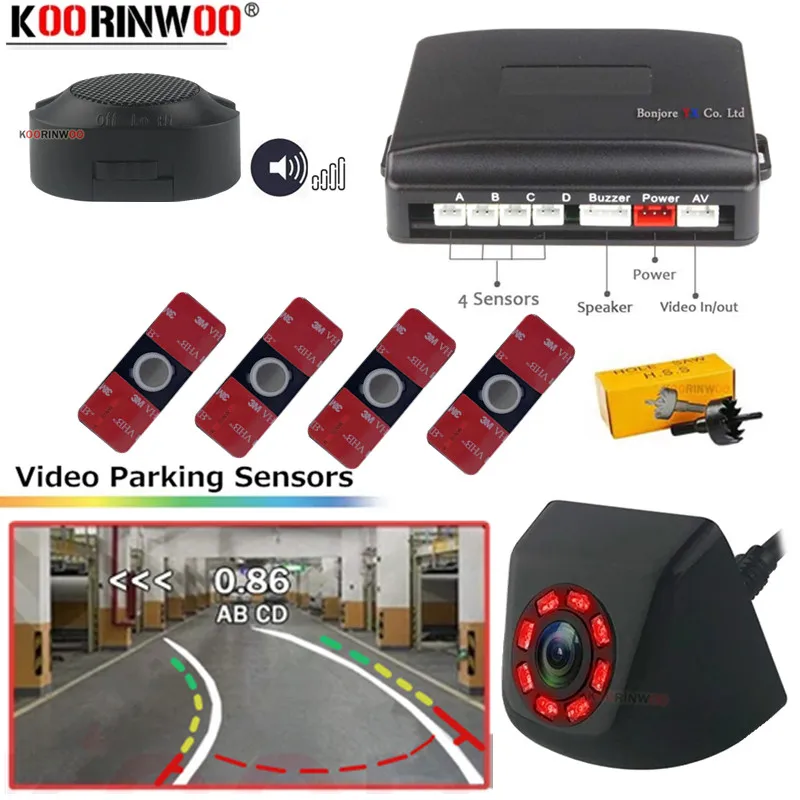 

Koorinwoo Vehicle Parktronic System 16.5mm Flat Upgrade Sensor Rear Show Distance On Monitor And Camera Car Parking Accessories