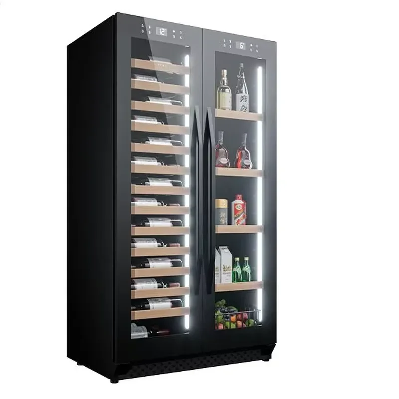 Modern Dual Zone Wine Fridge Beverage Cooler Display Cabinet for Bar Home Glass Door Refrigerator Storage Rack for Red White
