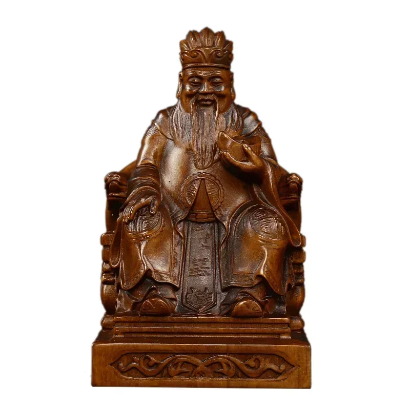 

Wooden God of Wealth Fortune Small statue Solid wood retro craft hand-carved Buddha statue Home, room decoration crafts