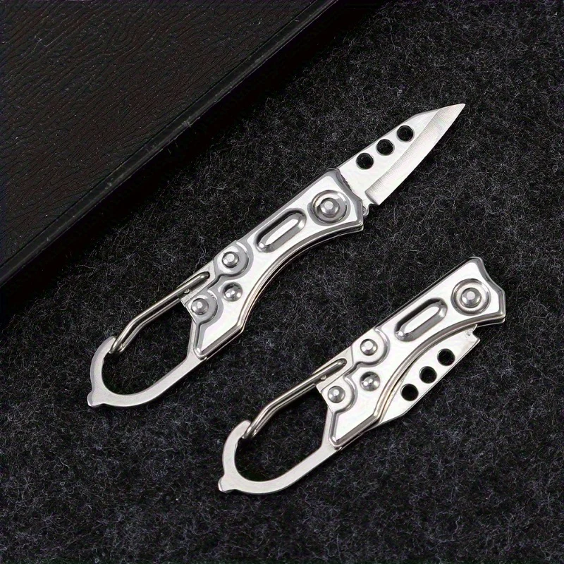 All steel folding knife, multifunctional mini portable knife, outdoor camping folding knife, unboxing keychain
