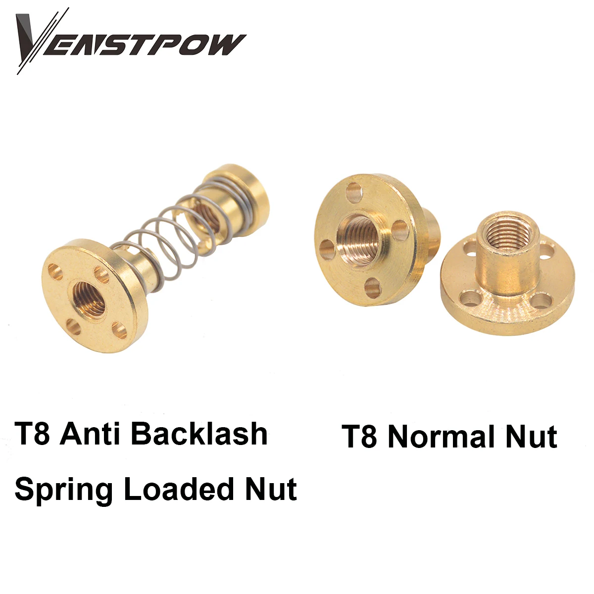 1pc T8 Anti Backlash Spring Loaded Nut Elimination Gap Nut for 8mm Threaded Rod Lead Screws DIY CNC 3D Printer Parts