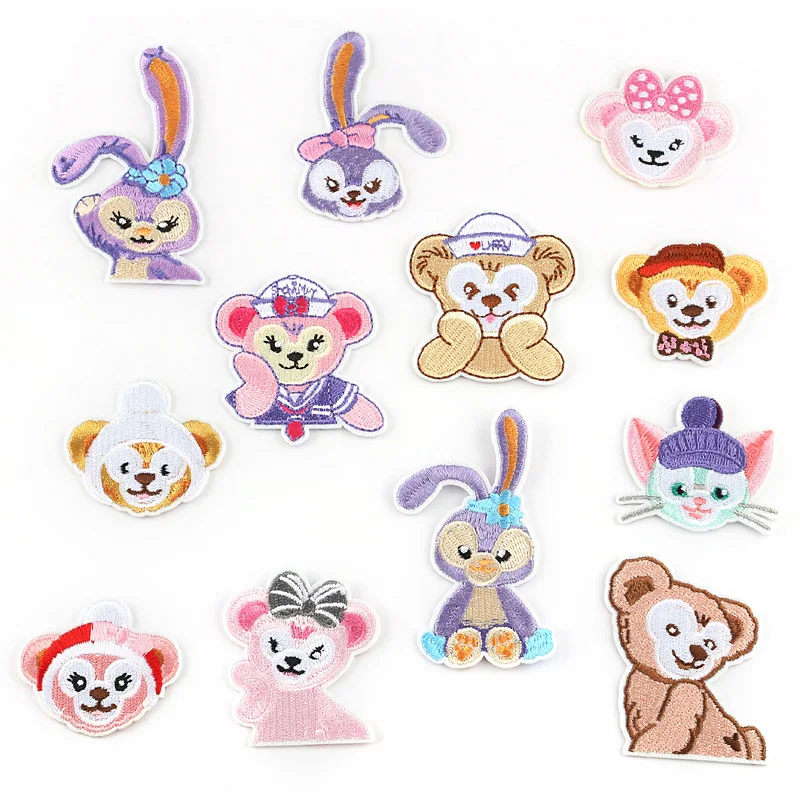 12 szt. Disney StellaLou Bunny Bear ShellieMay z serii naprasowanki na haftowane naszywki do szycia dżinsów do prasowania kreskówkowa aplikacja