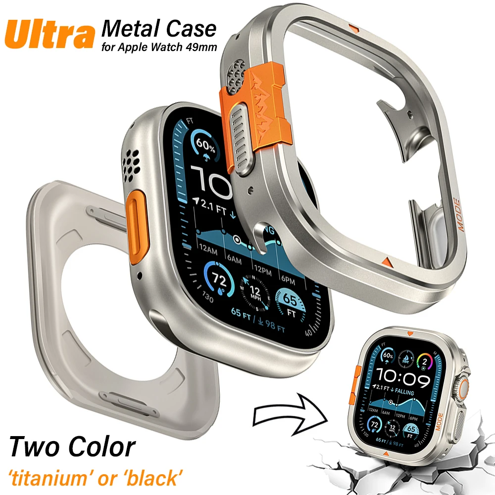 

Metal Bumper Case for Apple Watch Ultra 1/2 49mm Aluminum Alloy Case Protector for IWatch Ultra 1/2 49mm Protector Frame Cover