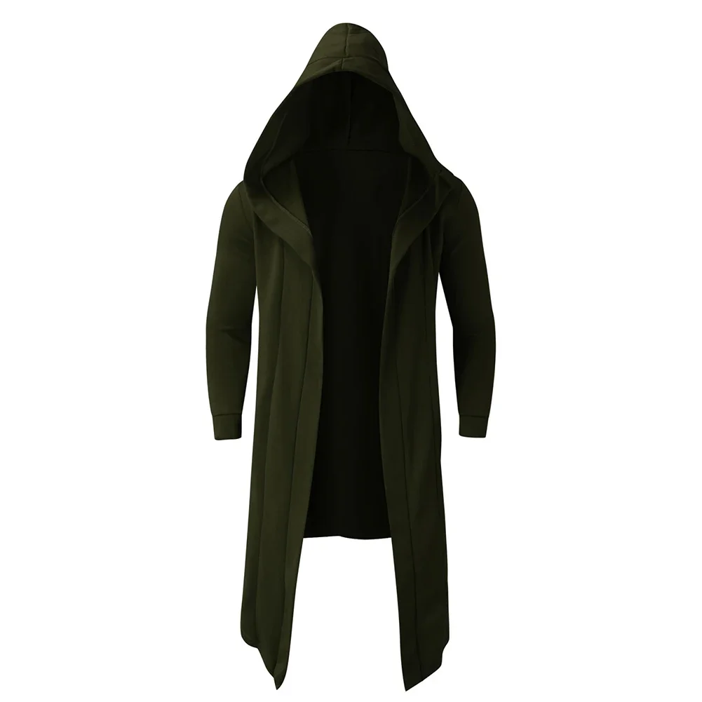 

Autumn Spring Men's Long Open Stitch Overcoats Hooded Trench Casual Ruffles Solid Color Cloak Cape Coat Outwear Clothing For Men