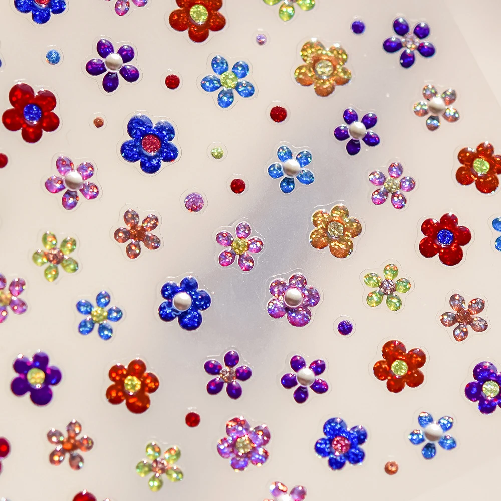Alegre dopamina flores feliz floral 5d arte do prego adesivos geléia pétalas colorido auto adesivo decoração manicure decalque diy